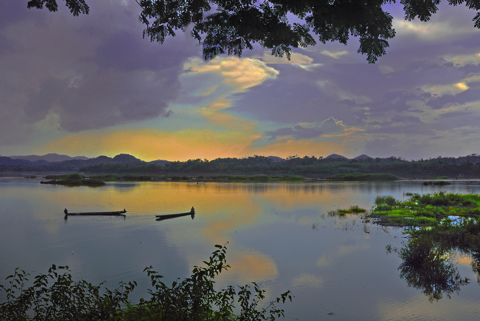 Sunset at the Mekong riverbank