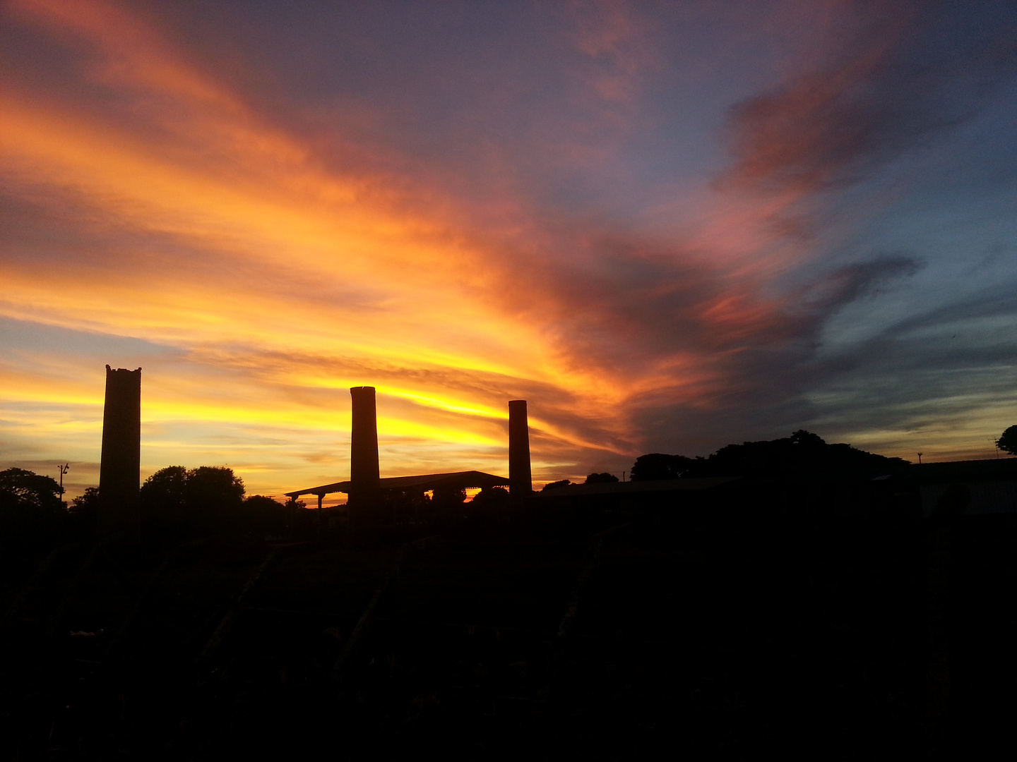 sunset at the old factory