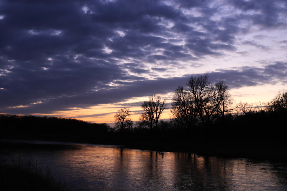 Sunset at the river "Mulde"