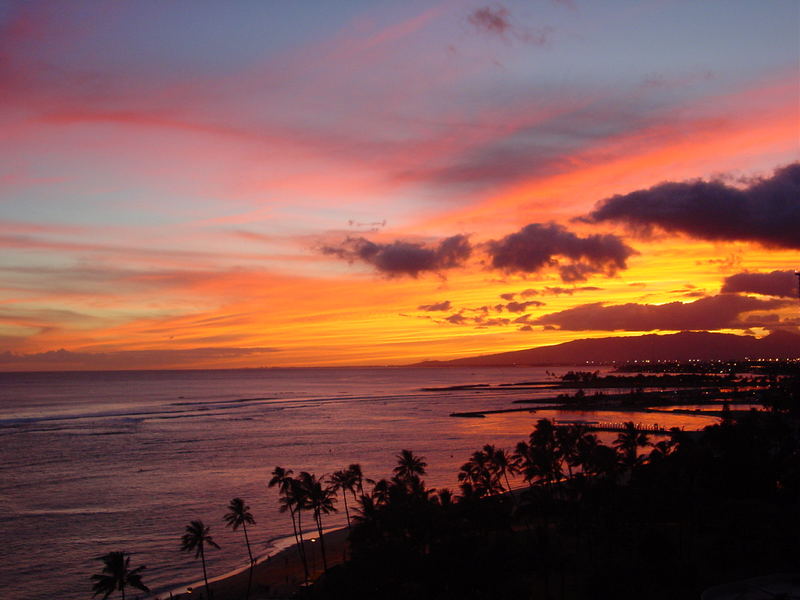 Sunset at Waikiki-Beach
