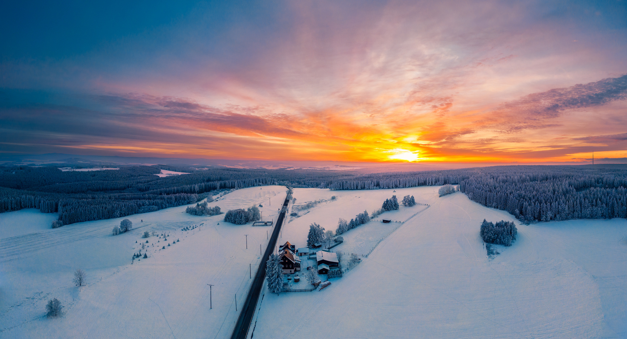 Sunset at winter