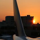 Sunset behind a wing