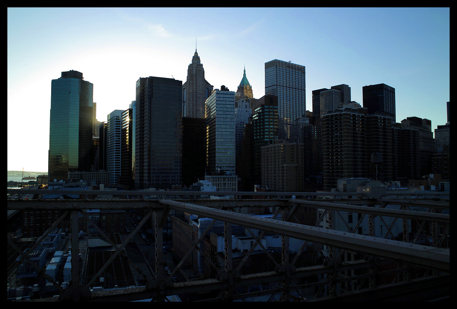 sunset behind lower manhattan