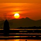 Sunset bei den Windmühlen von Marsala