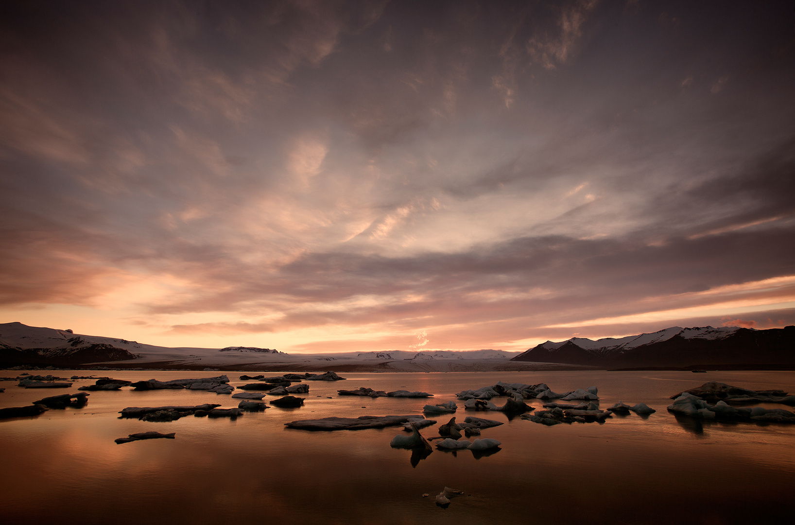 Sunset Gletscherlagune Jökulsárlón