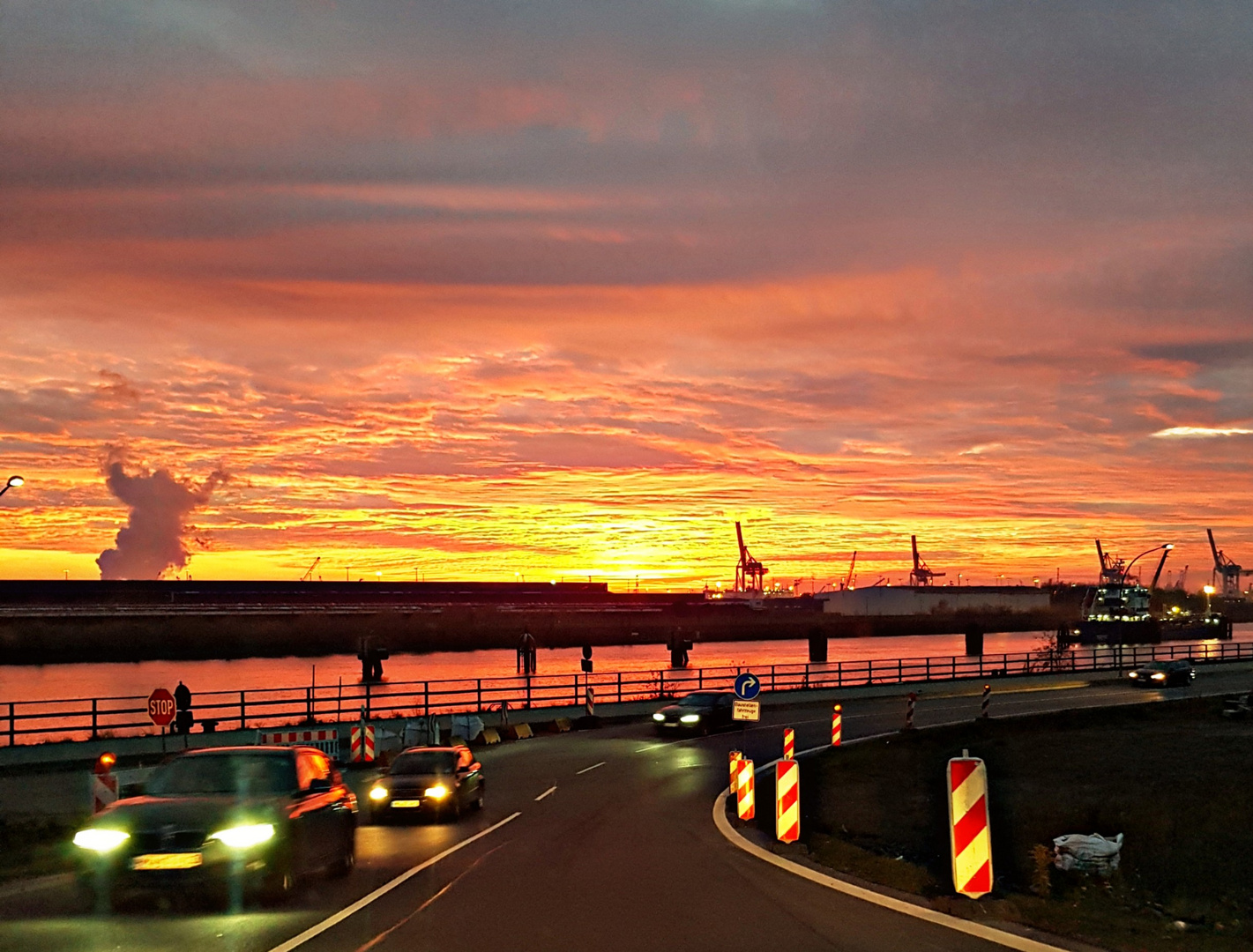 Sunset Hafen Hamburg