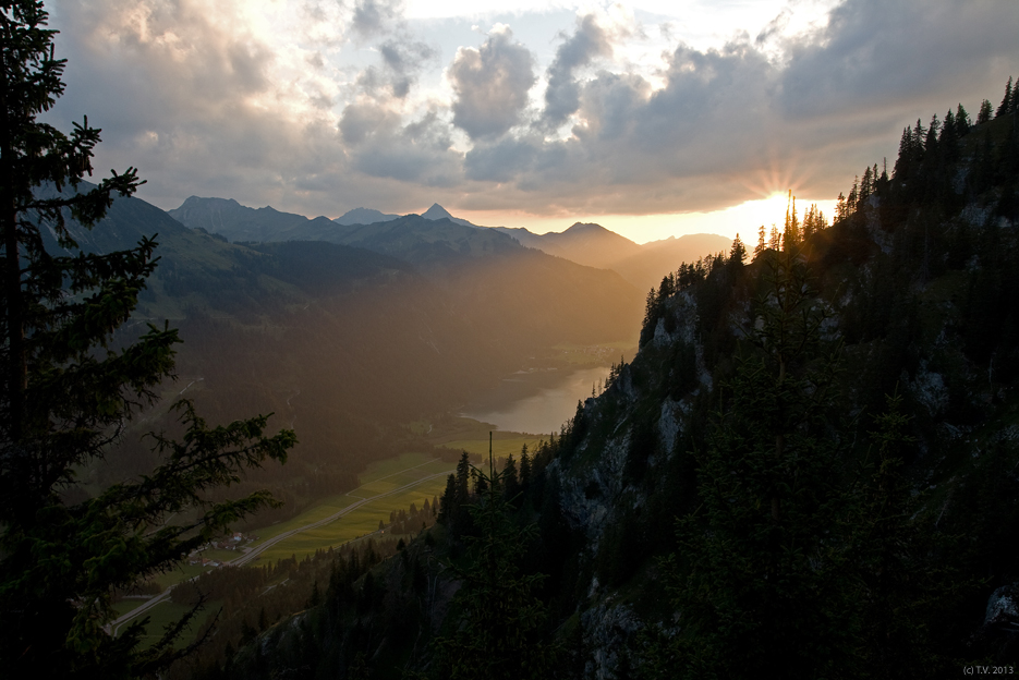 sunset in a mountain valley