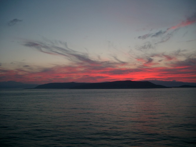 sunset in aegean sea