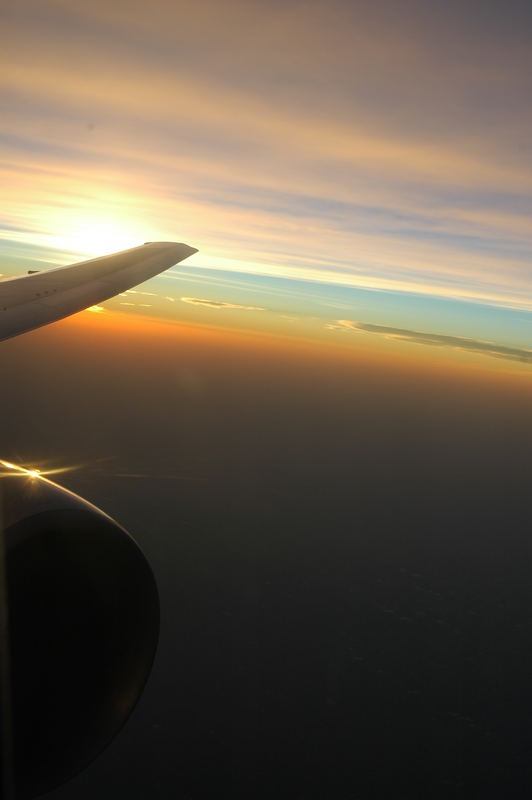 Sunset in airplane