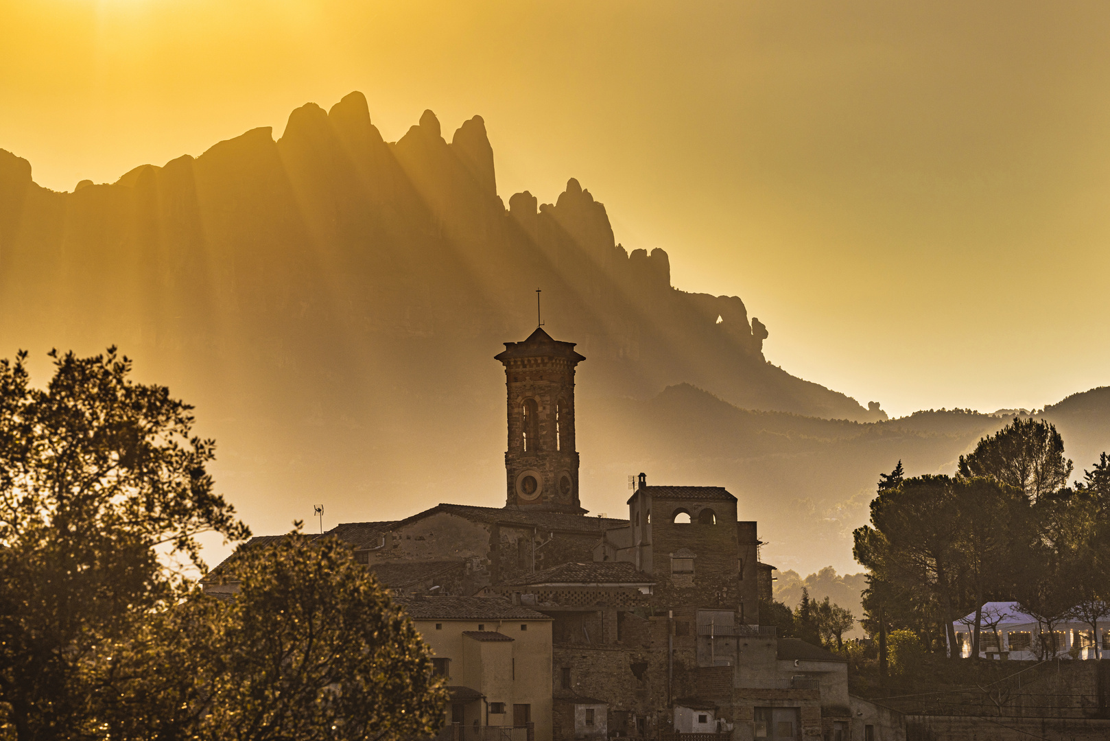 Sunset in Castellbell i el Vilar. Natural Parc of Montserrat mountain.