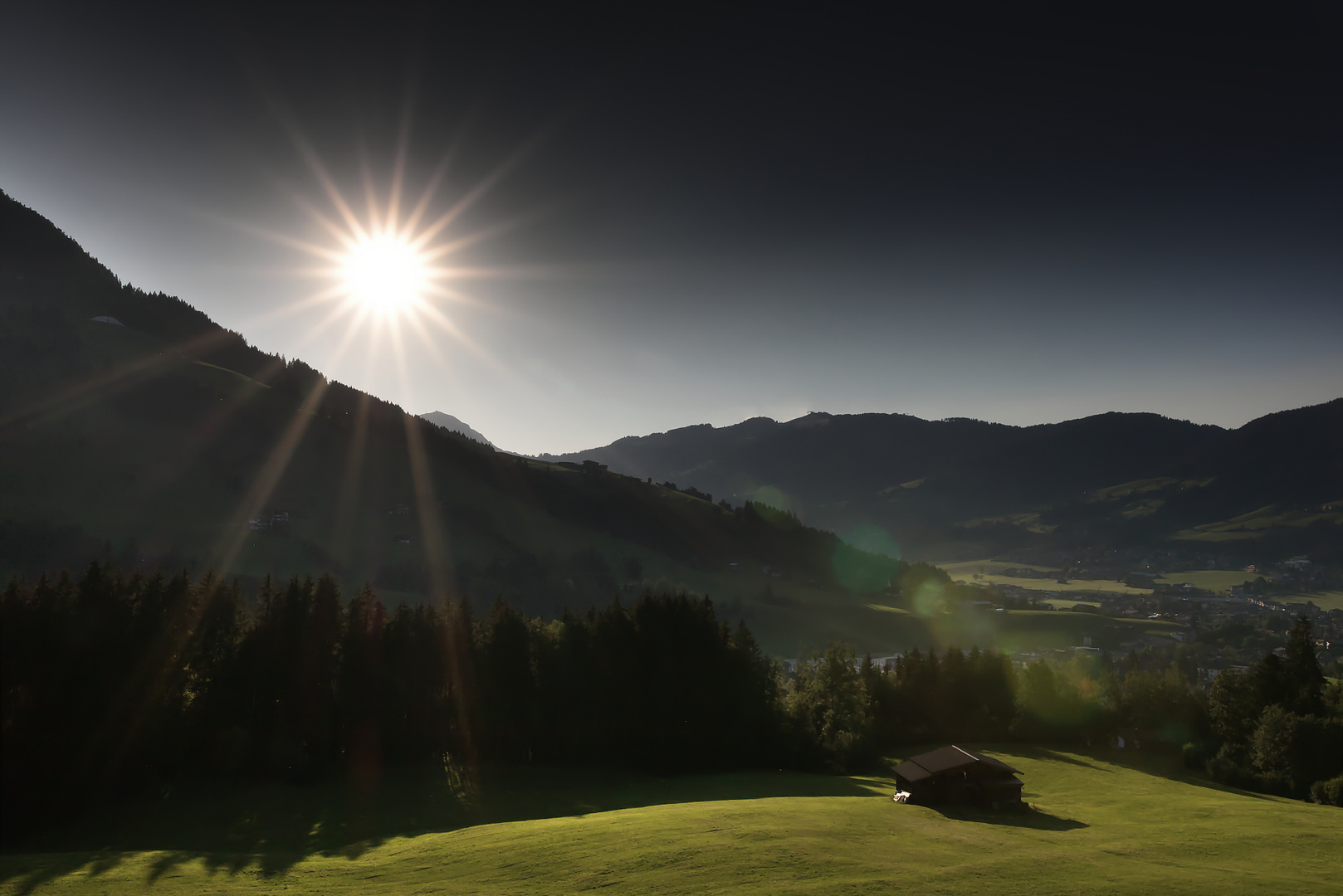 Sunset in Clear Mountain Sky