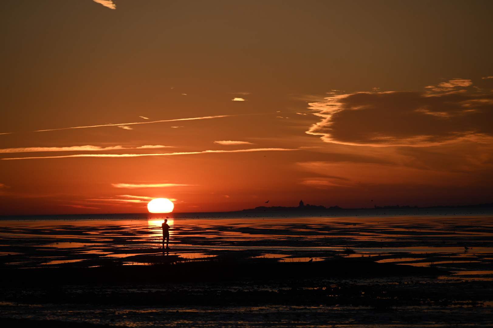 Sunset in Cuxhaven and a view to Neuwerk