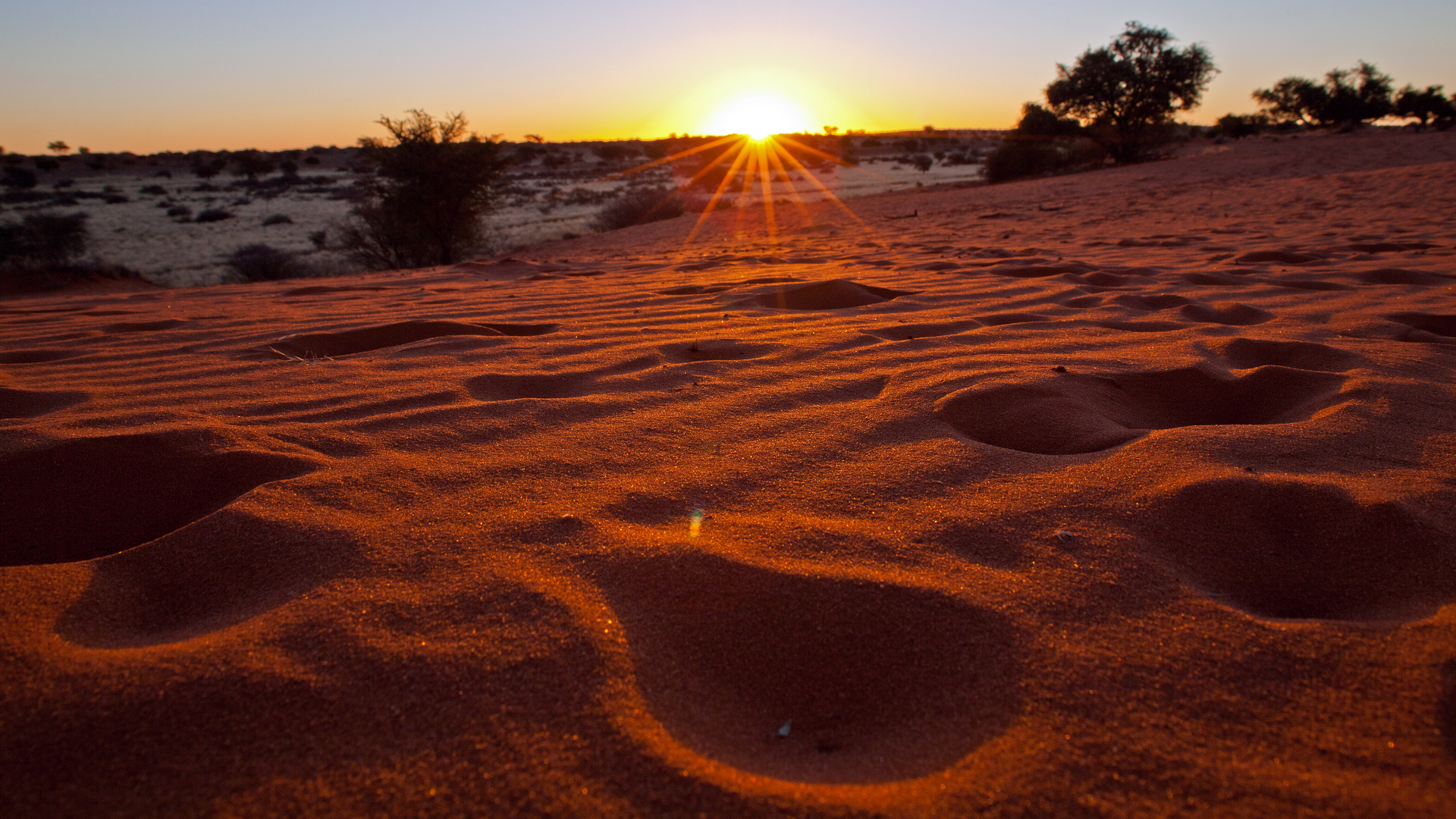 Sunset in der Kalahari