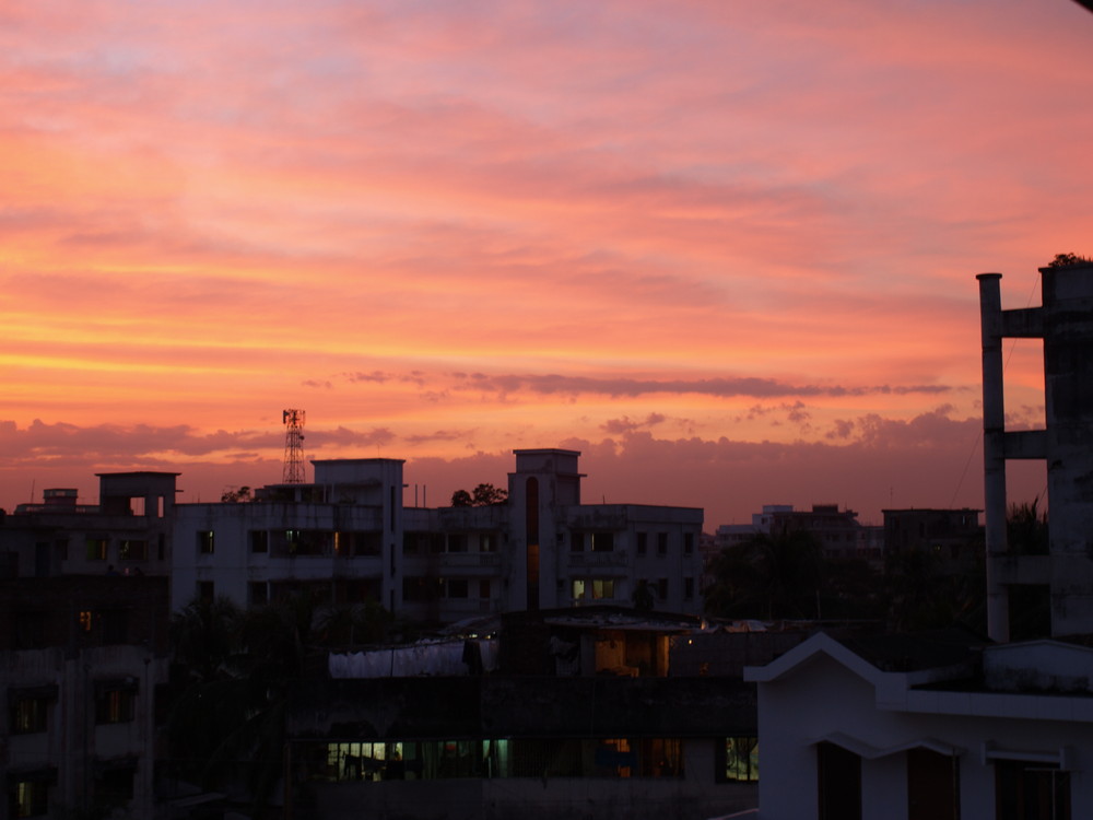 sunset in dhaka city