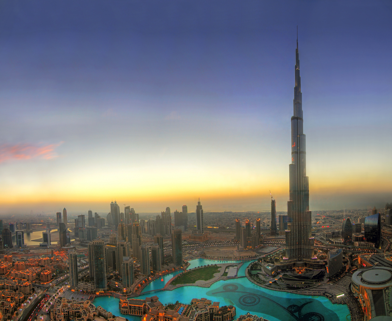 Sunset in Dubai with Burj Khalifa