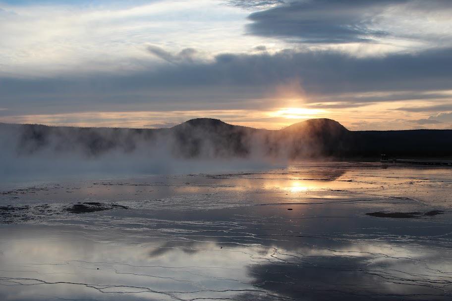 Sunset in Grand Prismatic Spring