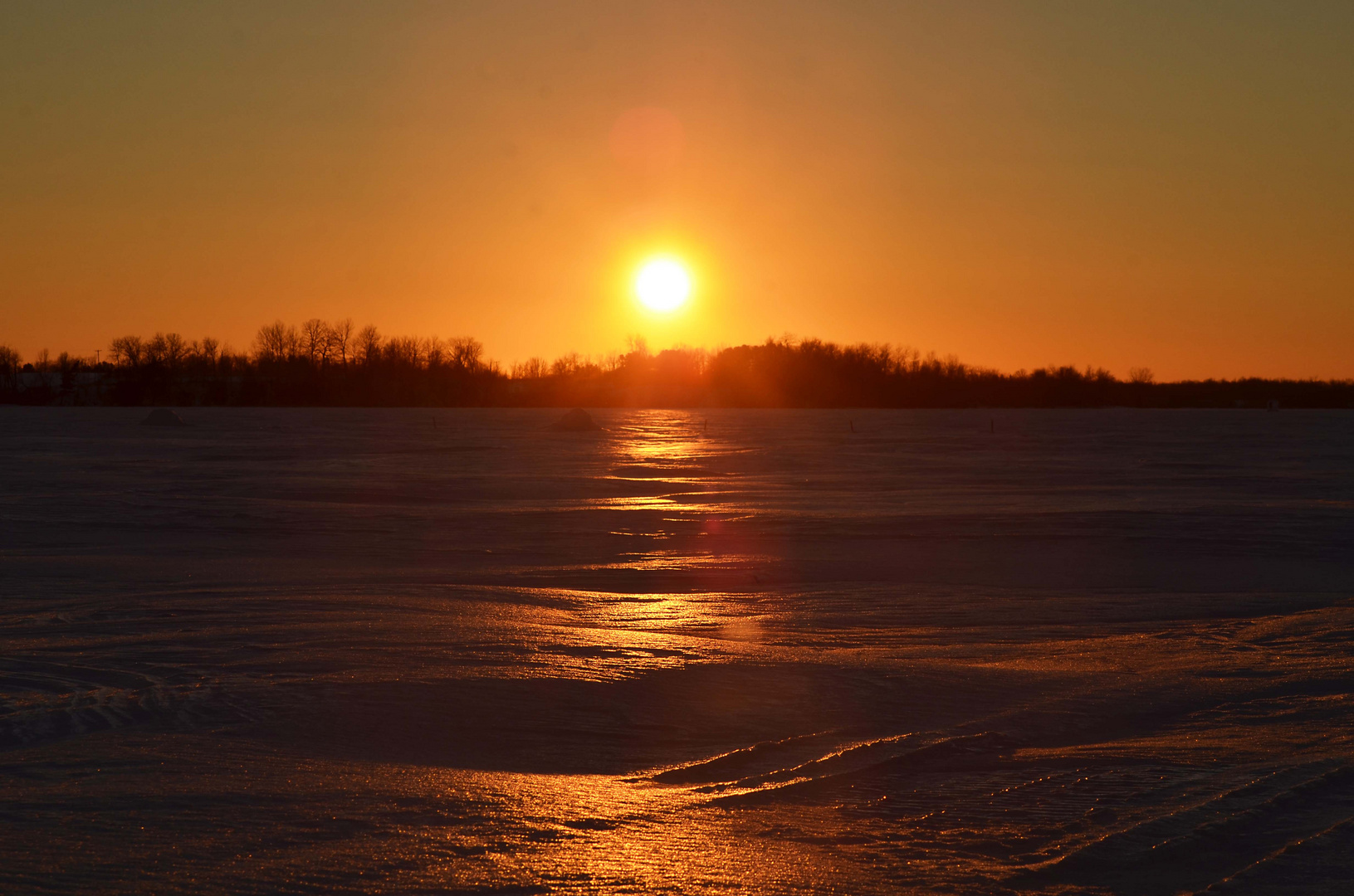 sunset in icy weather