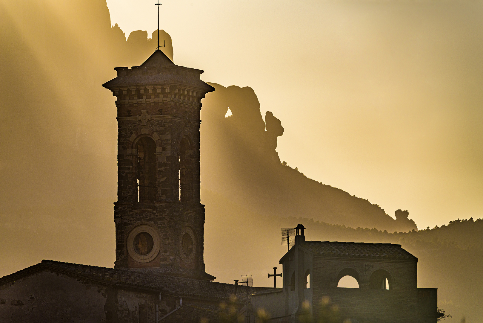 Sunset in Montserrat mountain.