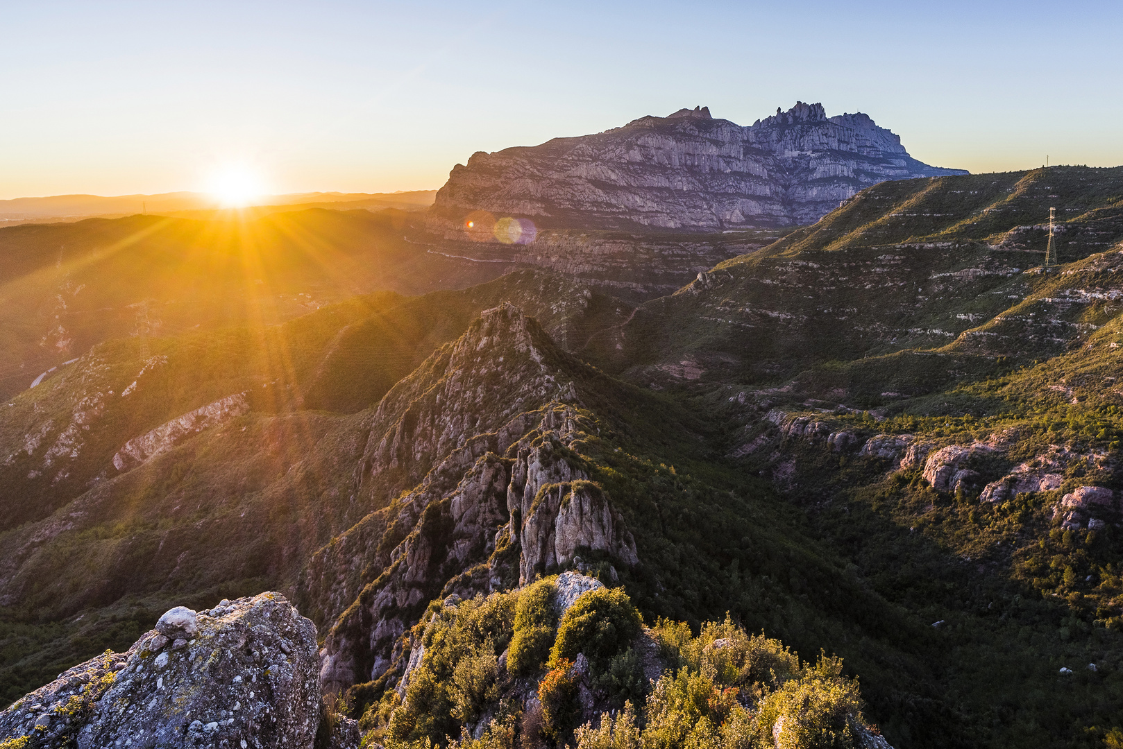 Sunset in Montserrat mountain natural park