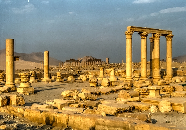 SUNSET IN  PALMYRA, SYRIA 