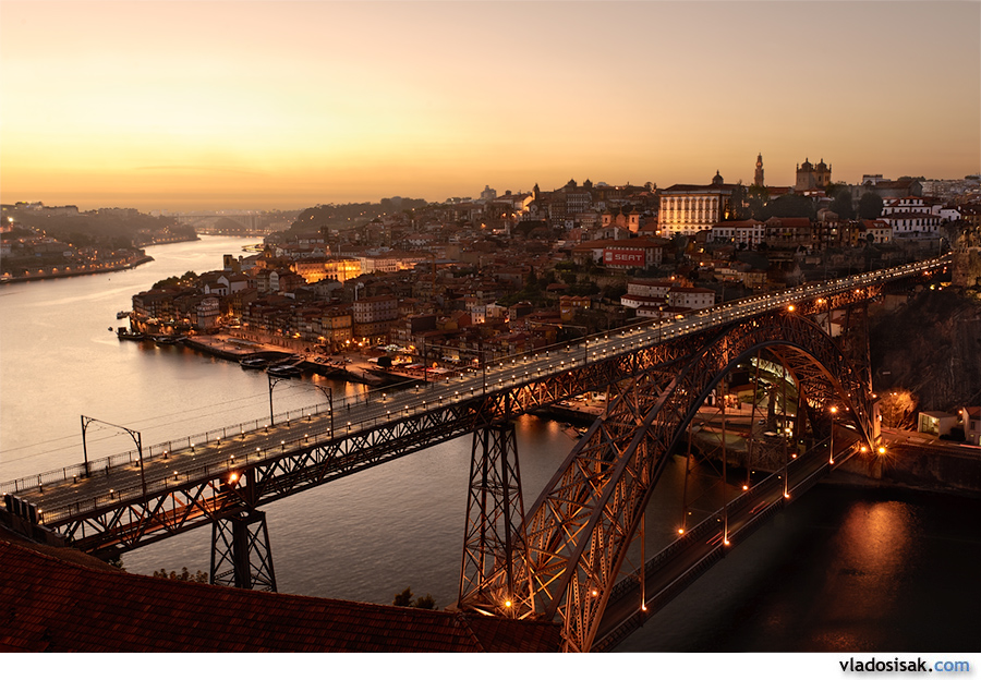 Sunset in Porto, Portugal.