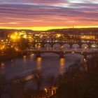 Sunset in Prague city