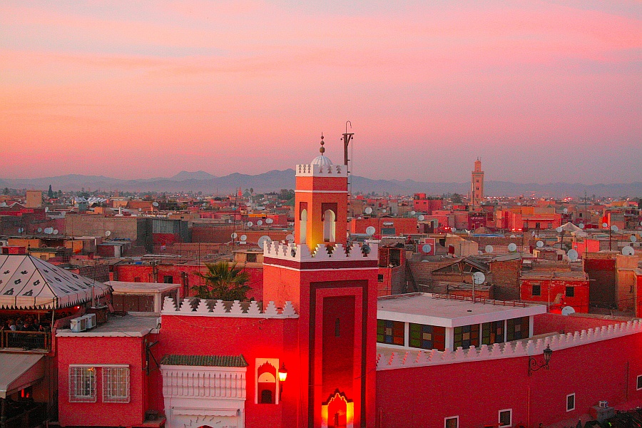 Sunset in red city Marrakech