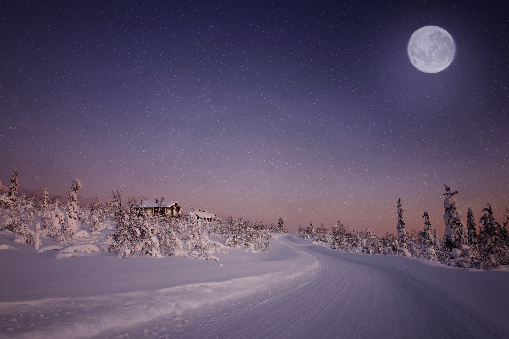 Sunset in Saariselkä, Finland.