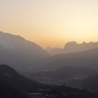 Sunset in the Alps shining trough the sand from Sahara 