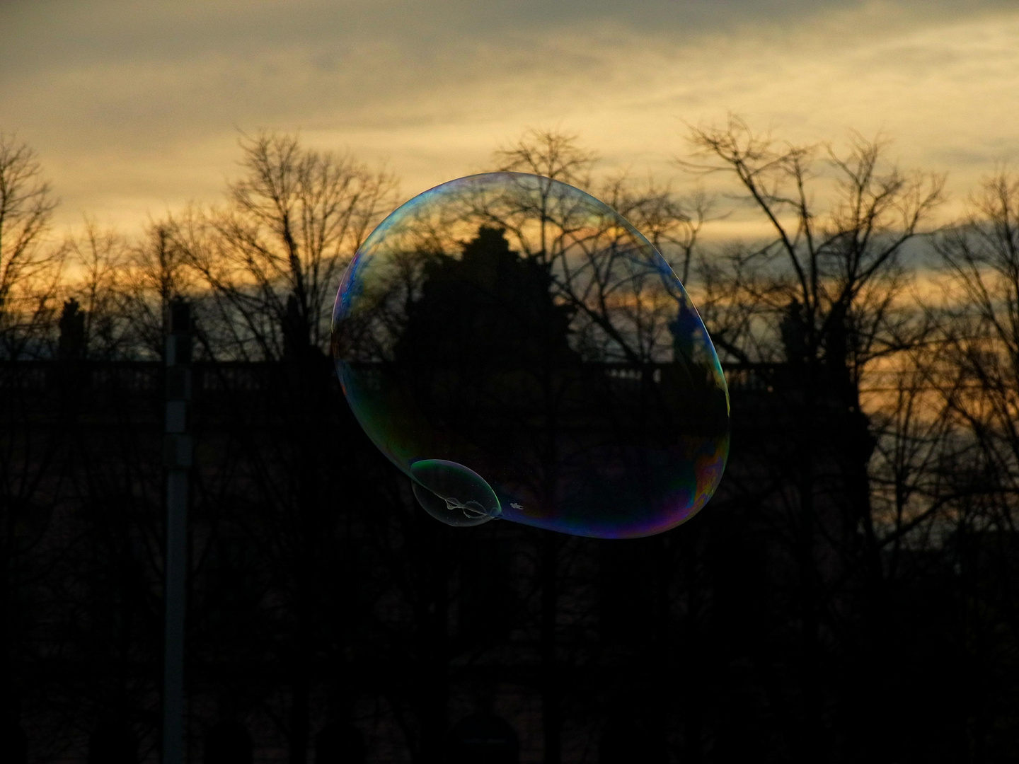 Sunset in the soap bubble