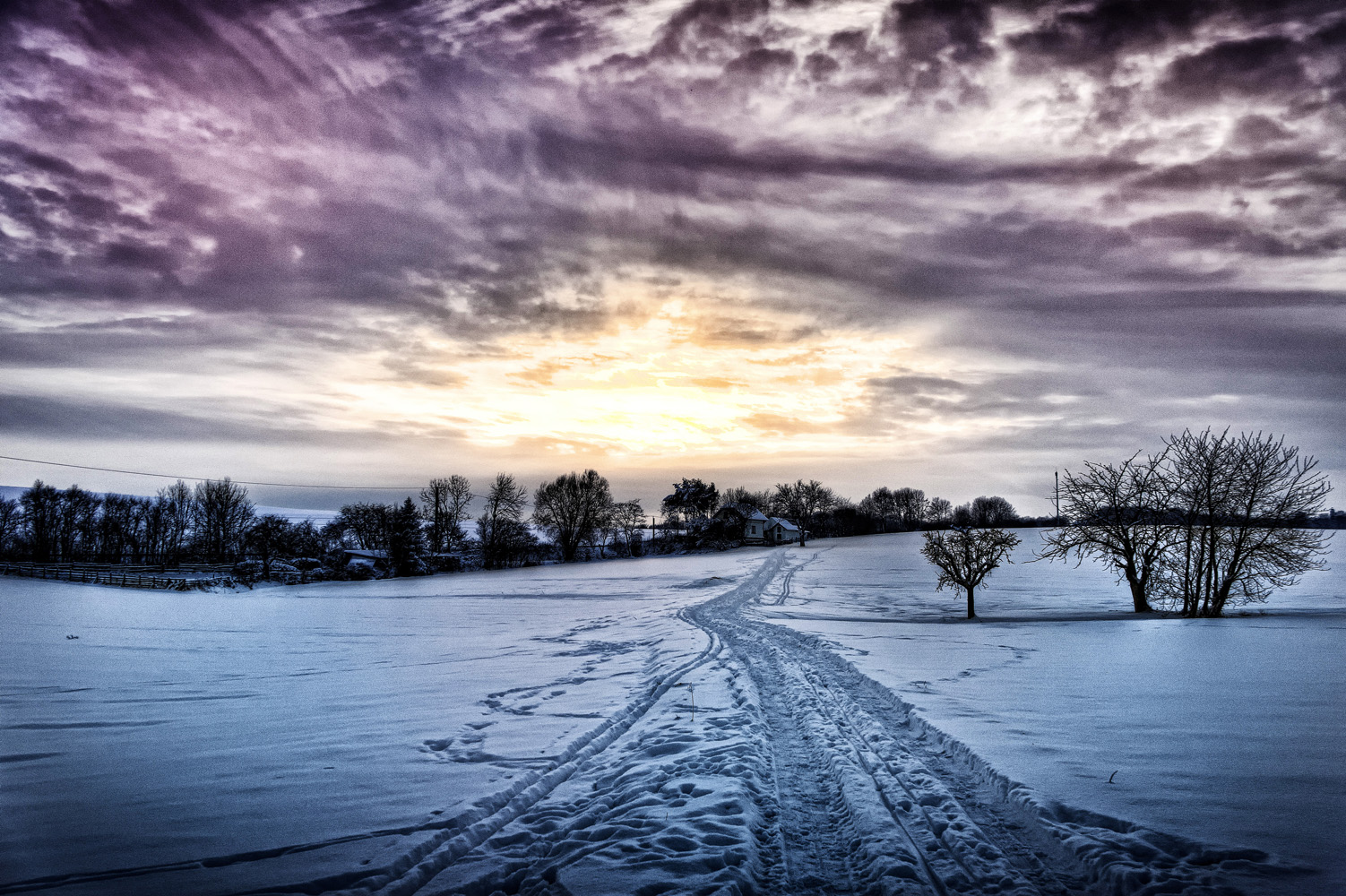 sunset in winter