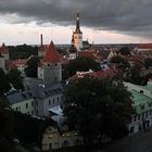 Sunset lighting Tallinn's Old Town & Saint Olaf's Church