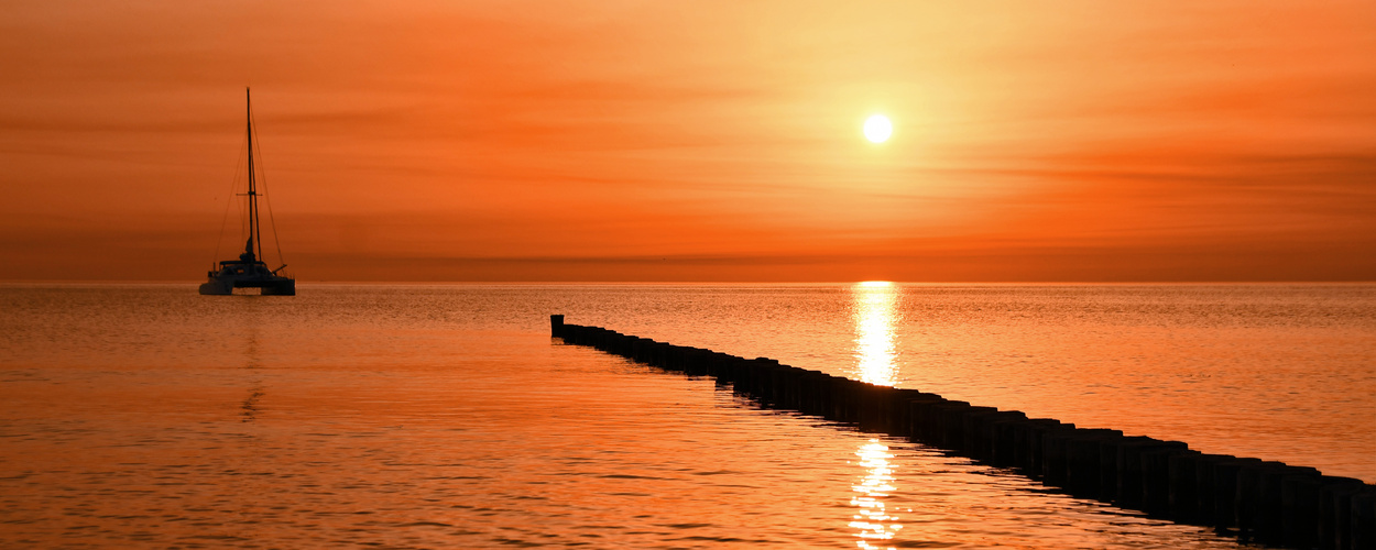 sunset on a catamaran