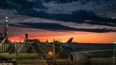 sunset on airport chicago