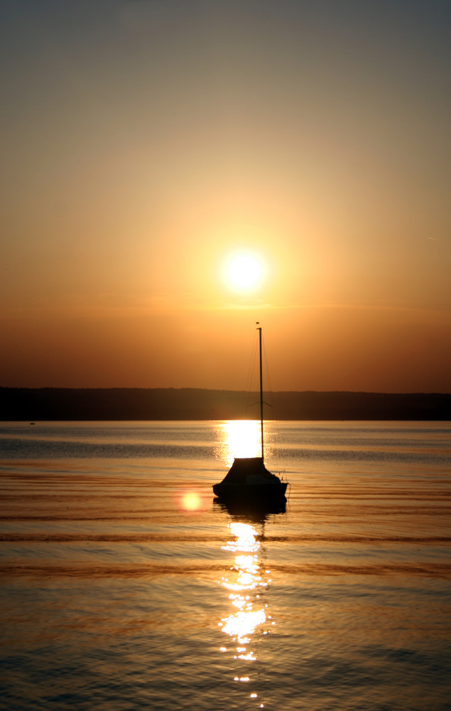 Sunset on Ammersee in Bavaria.