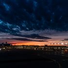 sunset on chicago airport