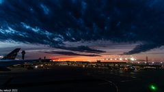 sunset on chicago airport