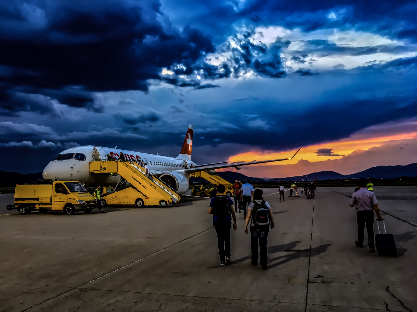 Sunset on the airport