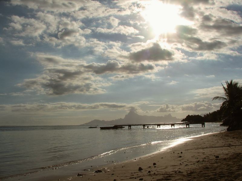 Sunset on the beach, Tahiti, 2007