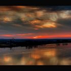 Sunset on the river Vistula in Plock (Poland)