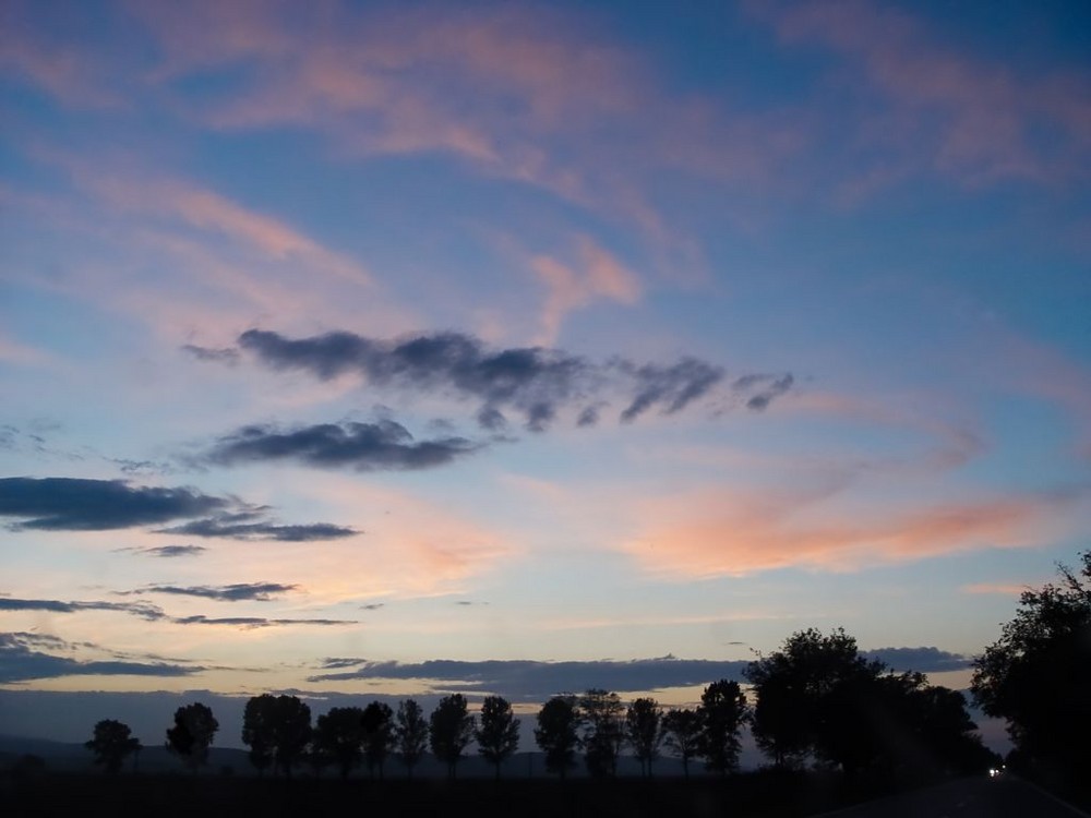 Sunset on the road