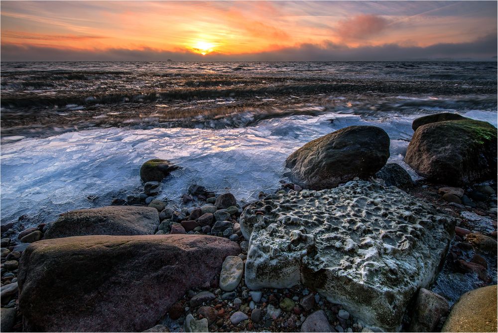 sunset on the rocks