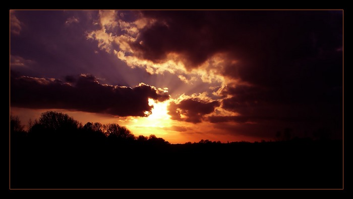 . Sunset On Train .