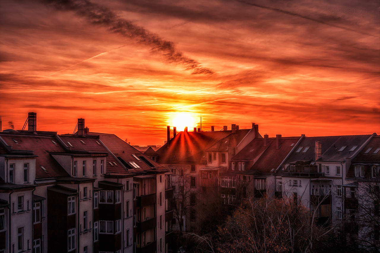 Sunset out of a window