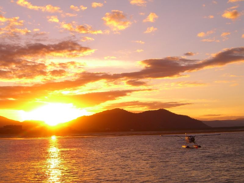 sunset over cairns