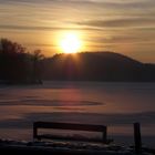Sunset over frozen Schieder-Lake