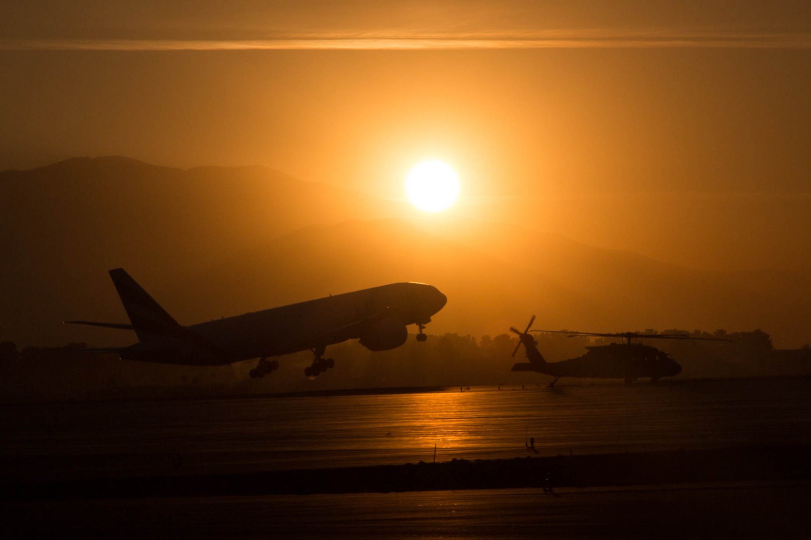 Sunset over Kabul International Airport