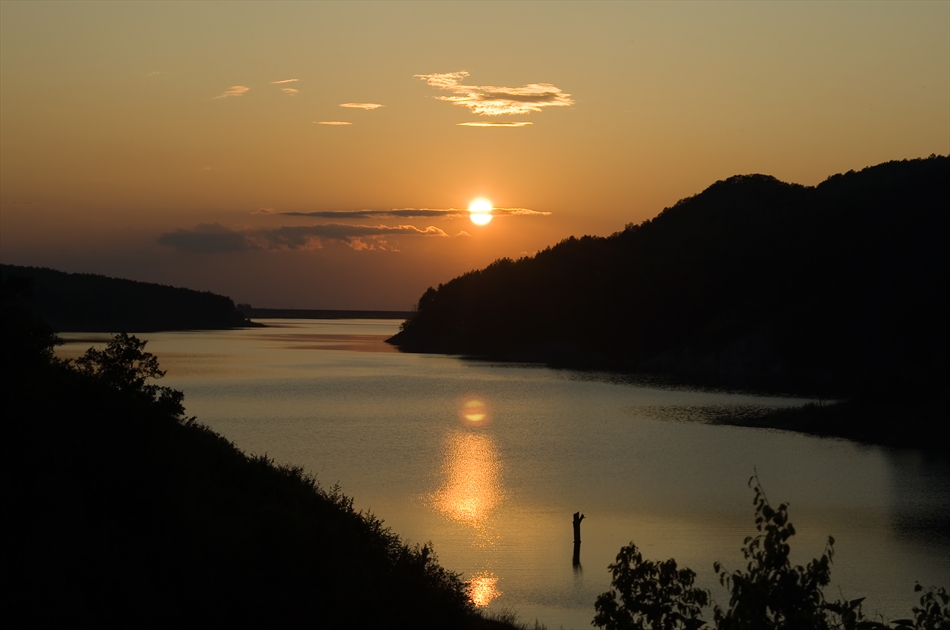 Sunset over lake