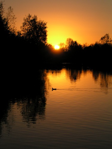 sunset over lake