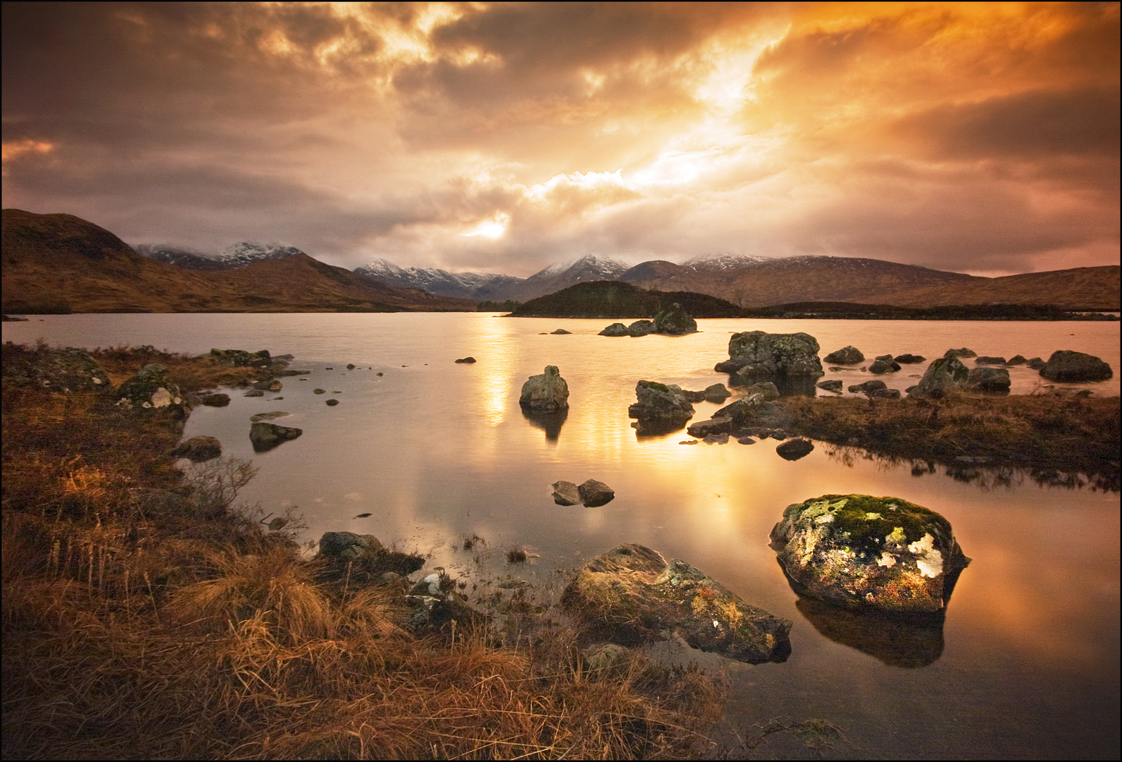 Sunset over Loch Nah-Achlaise